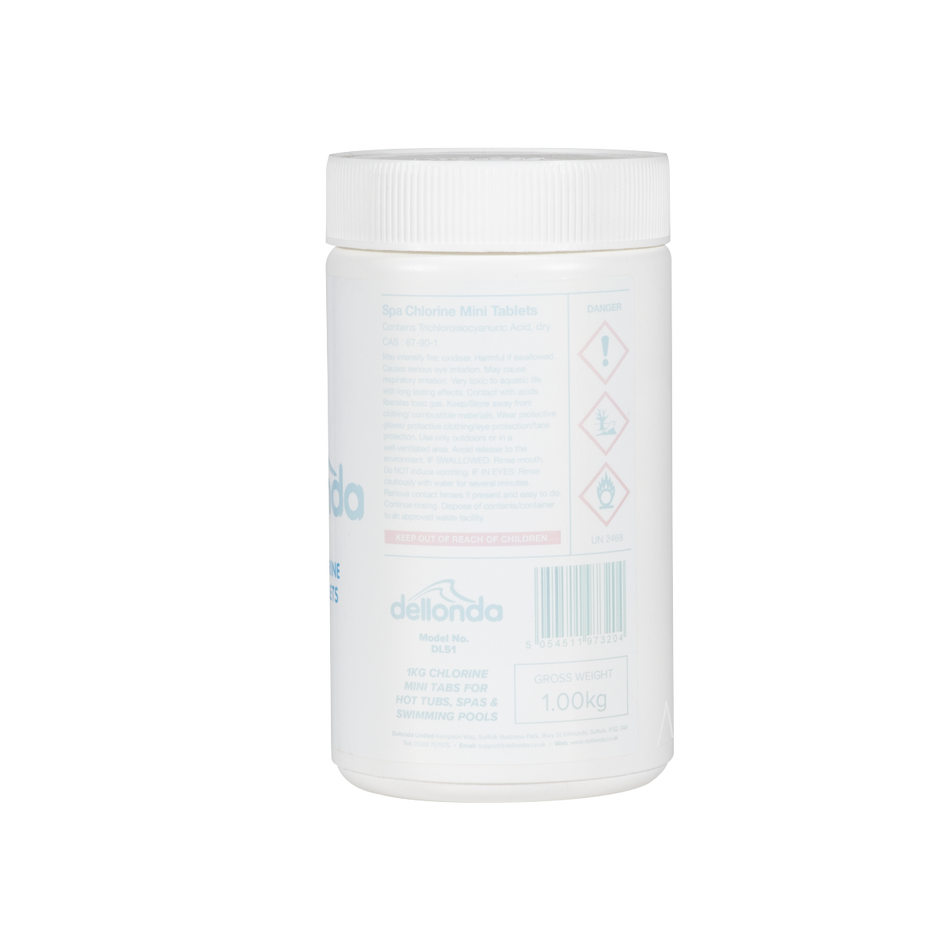 Dellonda DL51  Chlorine Mini Tabs for Hot Tubs/Spas & Swimming Pools 1kg