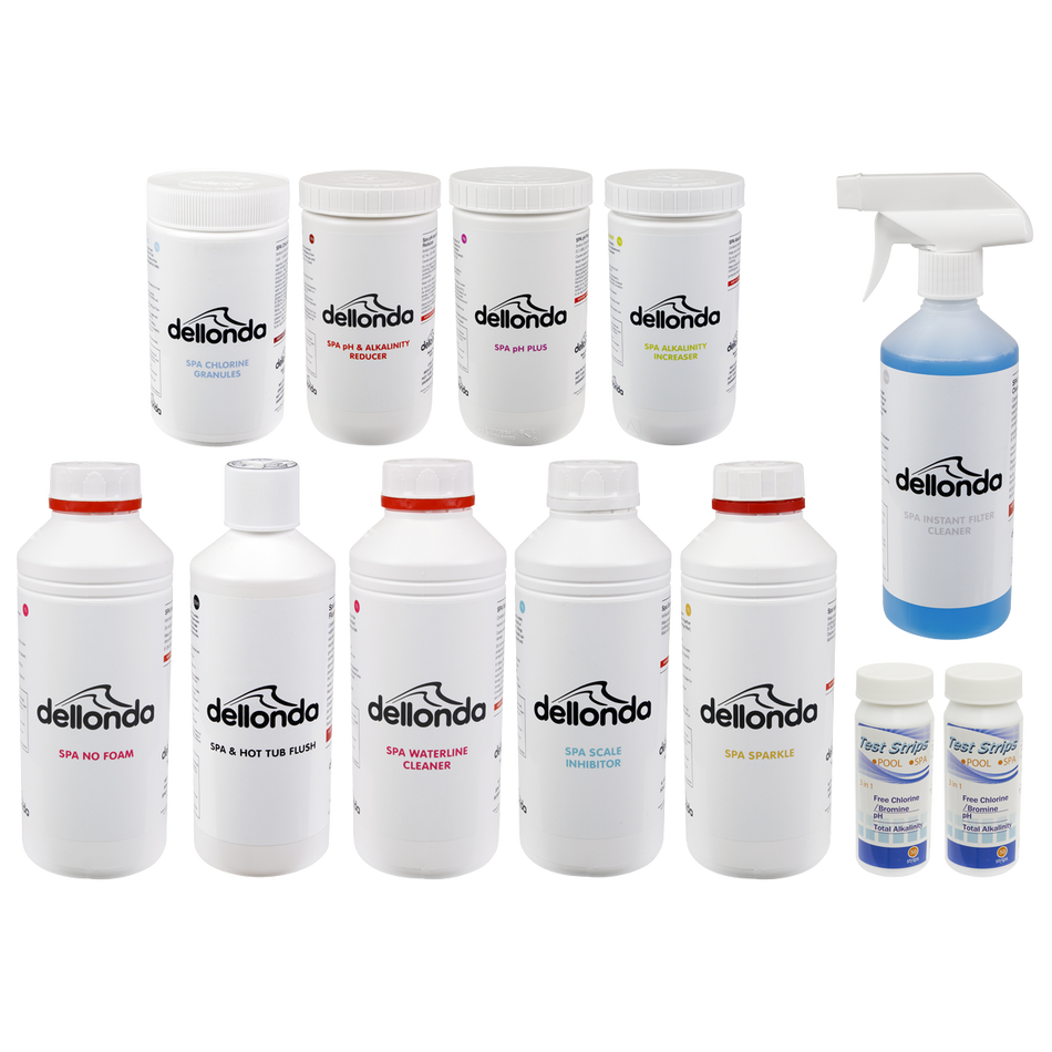 Dellonda DL87  Hot Tub/Spa Master Kit with 8 Chemicals & Test Strips