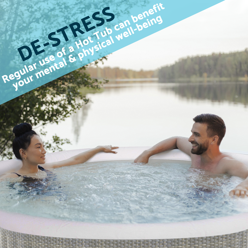 Dellonda DL91  4-6 Person Inflatable Hot Tub/Spa with Smart Pump - Rattan Effect