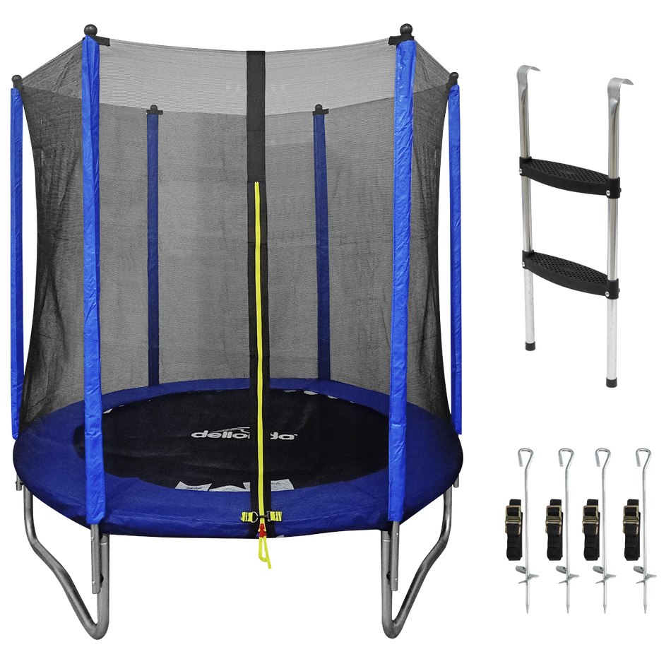 Dellonda DL92  Heavy-Duty Outdoor Trampoline with Safety Enclosure Net, Anchors & Ladder 6ft