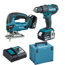 Makita DLX2134TJ 18V 2 Piece Combo Kit LXT Includes DJV180 Jigsaw and DHP482 Combi Drill