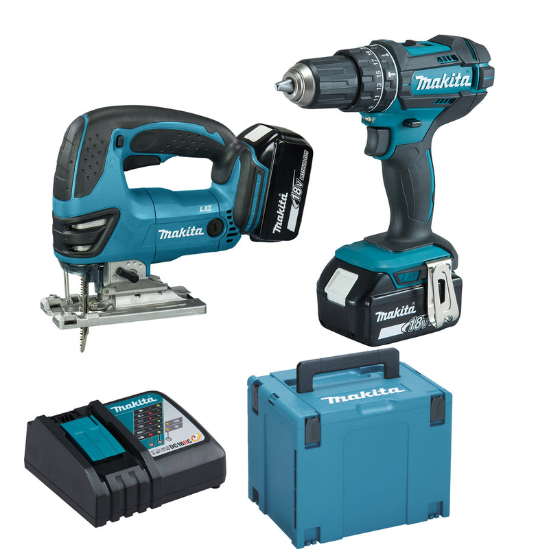 Makita DLX2134TJ 18V 2 Piece Combo Kit LXT Includes DJV180 Jigsaw and DHP482 Combi Drill