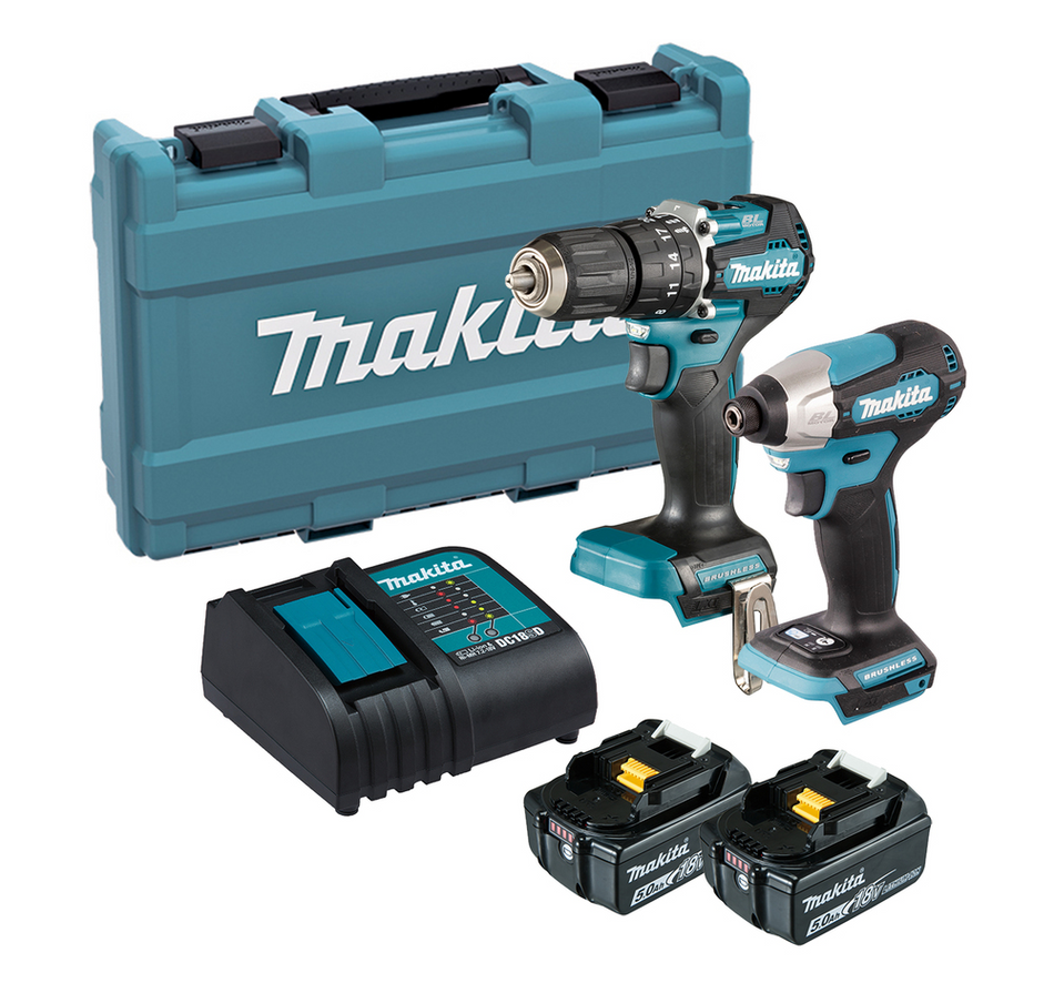 Makita DLX2414ST Combi Drill & Impact Driver Kit with 2x BL1850B Batteries & Charger