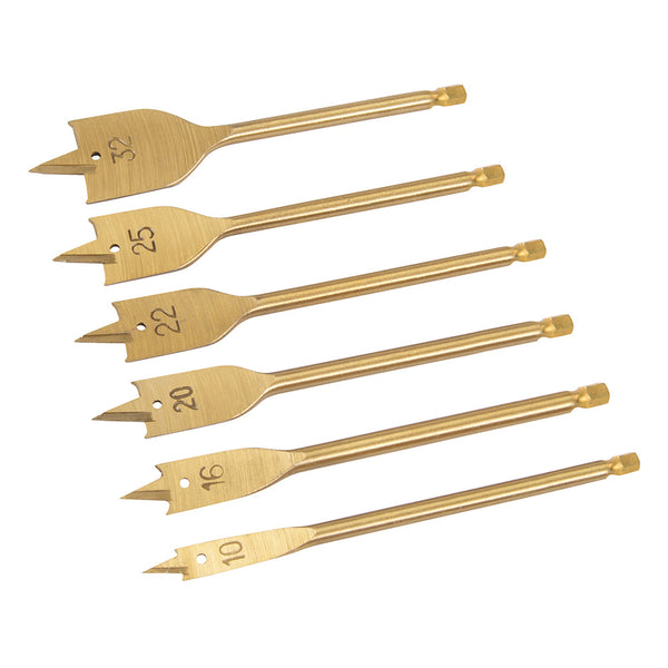 Silverline DS32 Titanium-Coated Flat Bit Set 6pce