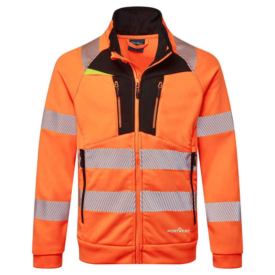 Portwest DX4 Hi-Vis Funnel Neck Zipped Sweatshirt