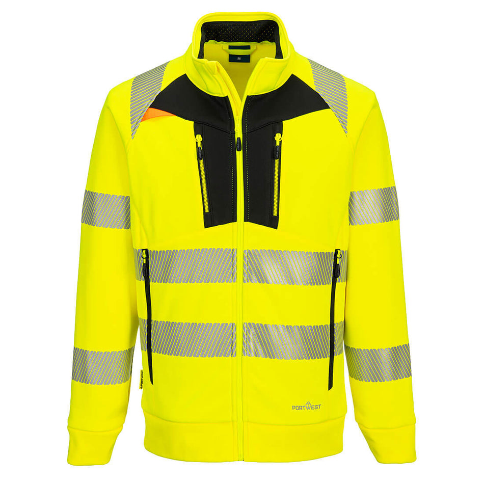 Portwest DX4 Hi-Vis Funnel Neck Zipped Sweatshirt