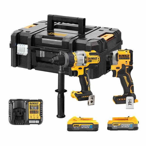 DeWalt DCK2052H1E1T-GB 18V XR Brushless Twin Kit with 1 x 5Ah & 1 x 1.7Ah Powerstack Batteries
