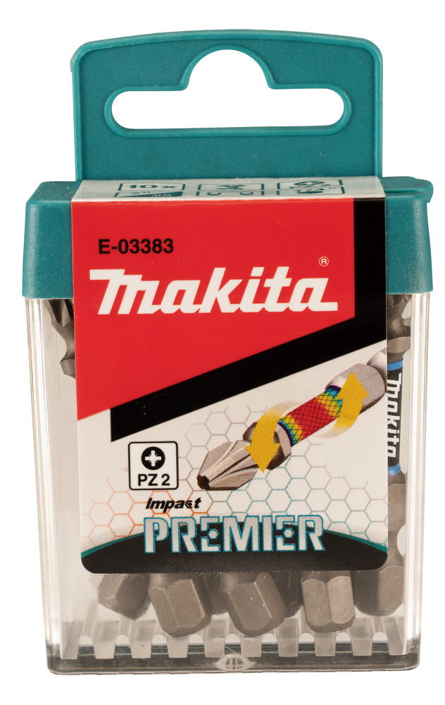 Makita E-03383 Torsion screw bit set Impact Premier, PZ2, 50 mm, 1/4", 10 pcs