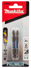 Makita E-06292 Torsion screw bit Impact Premier, PZ2 - PZ2, 65 mm, Double-end, 1/4", 2 pcs
