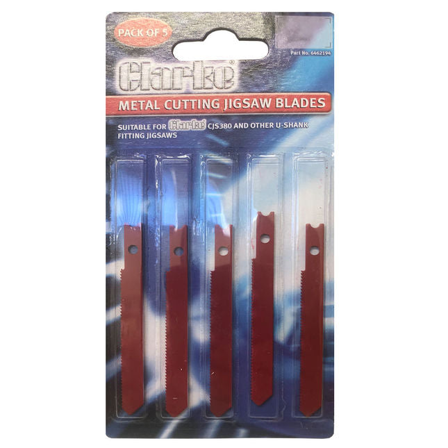 Clarke 6462194 Replacement Jigsaw blades For CJS380 & Similar - 5 pack Metal Cutting