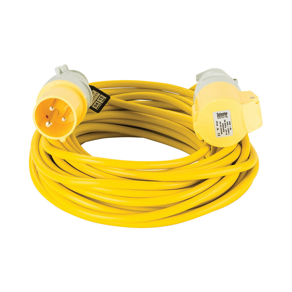 Defender E85111 Extension Lead Yellow 1.5mm2 16A 14m