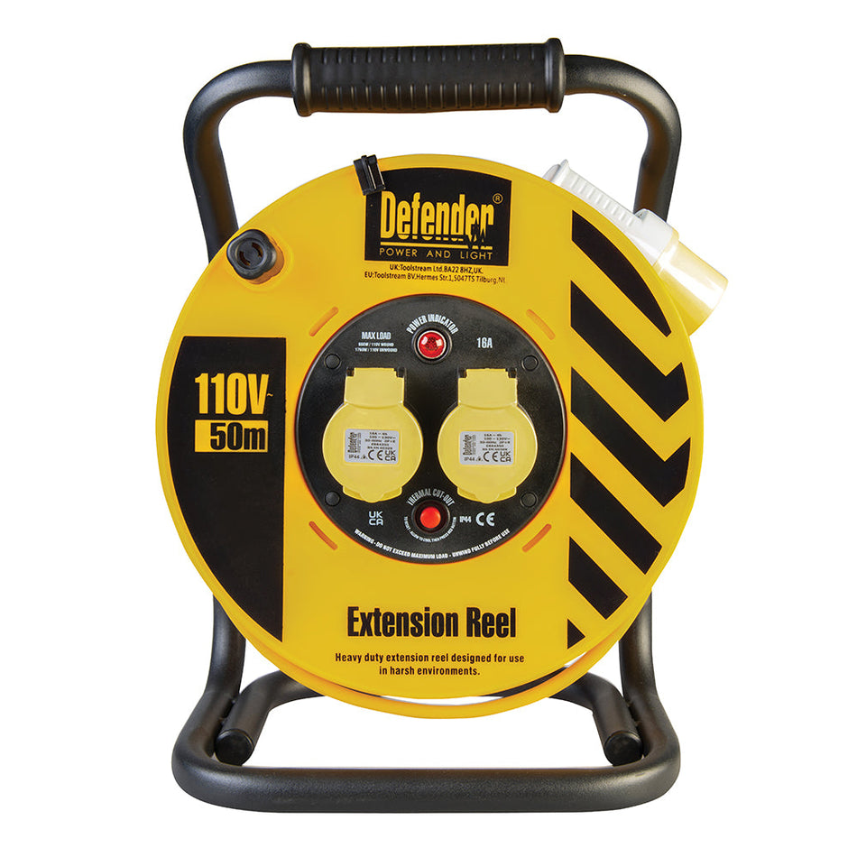 Defender E86510 Heavy Duty Industrial Cable Reel 50m