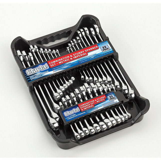 Clarke 1801805 CHT805 32 Piece Metric & Imperial Combination/Stubby Spanner Set