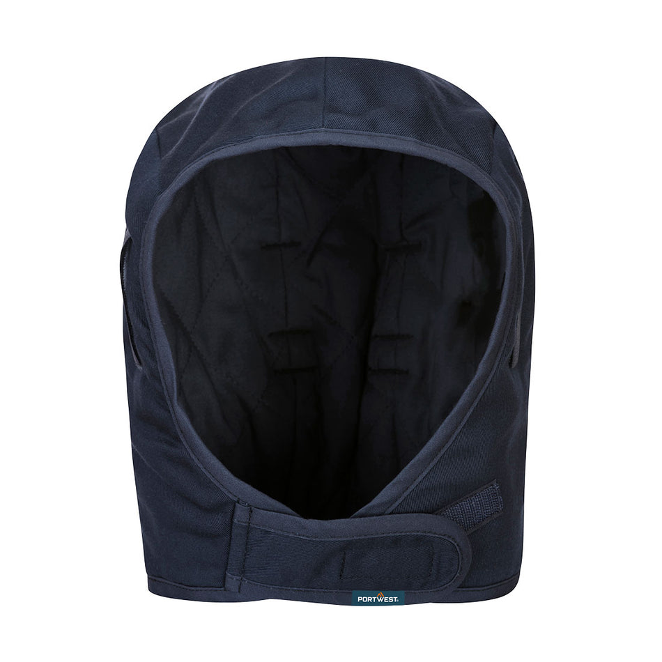 Portwest This insulating FR liner is suitable to be worn with most helmets. Four Hook & Loop straps attach the liner to helmets for a secure fit. Can be worn with a chin strap.