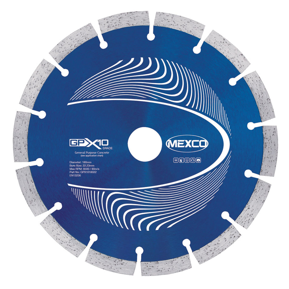 Mexco GPX1018025 180MM CONCRETE X10 GRADE 25.4MM BORE