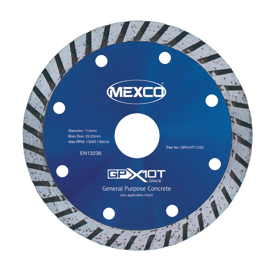 Mexco GPX10T11522 115MM CONCRETE X10 TURBO RIM GRADE