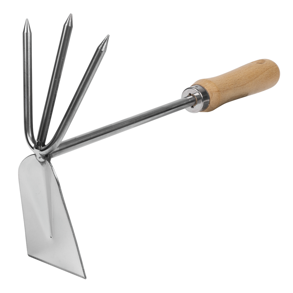 Sealey GTWH002 Premier  2-in-1 Hoe and Cultivator with Ash Handle & Stainless Steel Tines/Blade