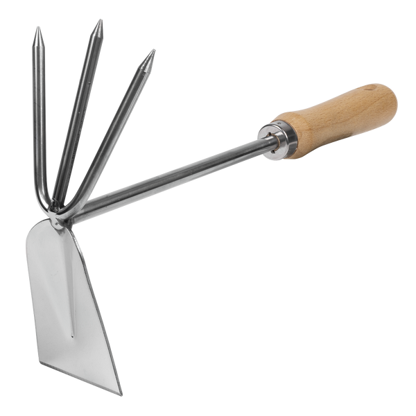 Sealey GTWH002 Premier  2-in-1 Hoe and Cultivator with Ash Handle & Stainless Steel Tines/Blade