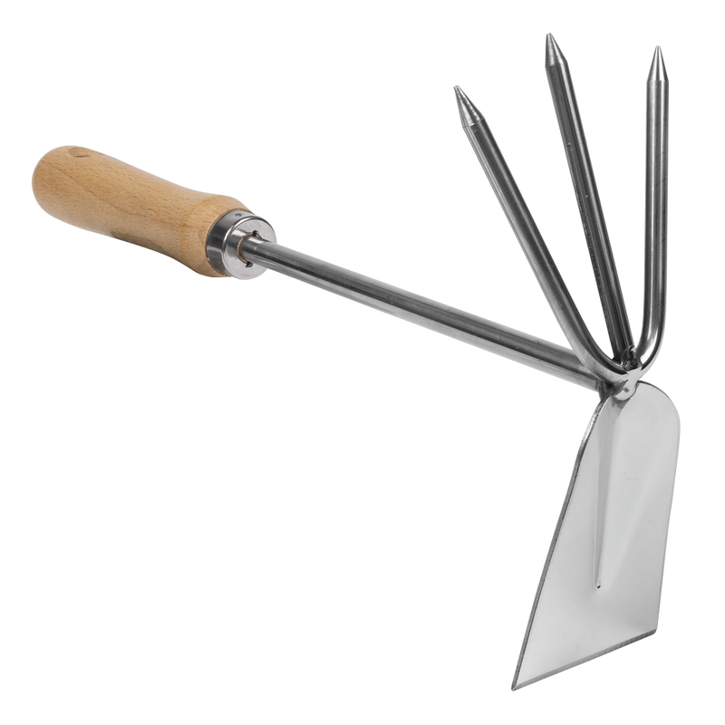Sealey GTWH002 Premier  2-in-1 Hoe and Cultivator with Ash Handle & Stainless Steel Tines/Blade
