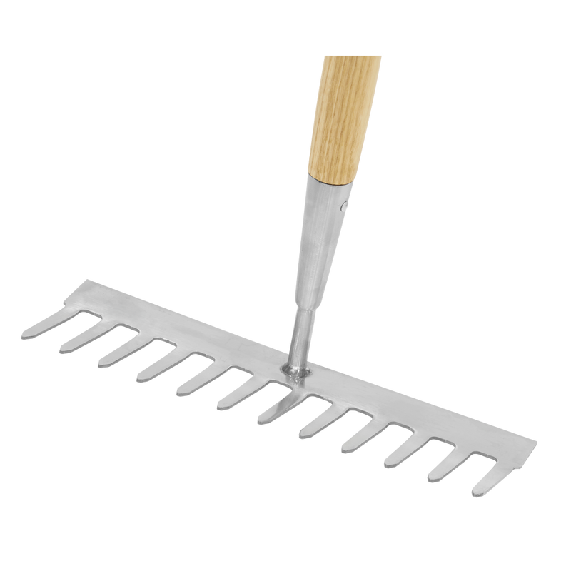 Sealey GTWH011 Premier Garden Rake with Long Ash Handle & Stainless Steel Tines