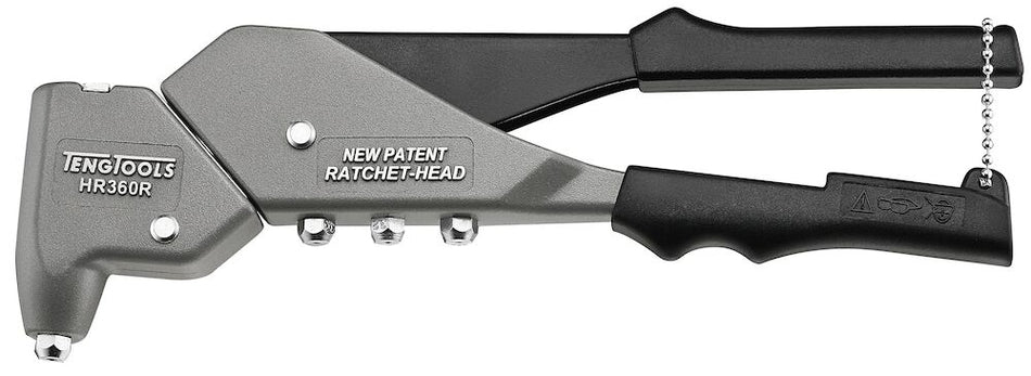 Teng Tools HR360R Swivel Head Rivet Gun for 2.4, 3.0, 3.2, and 4.0mm Rivets