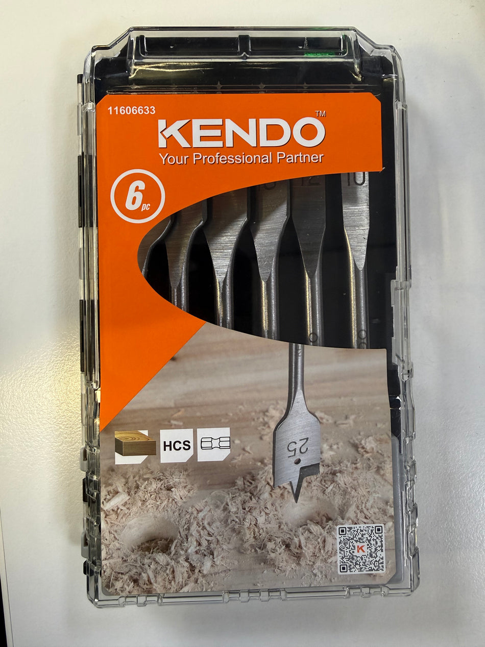 Kendo 11606633 6-Piece Flat Wood Drill Bit Set 10-25mm