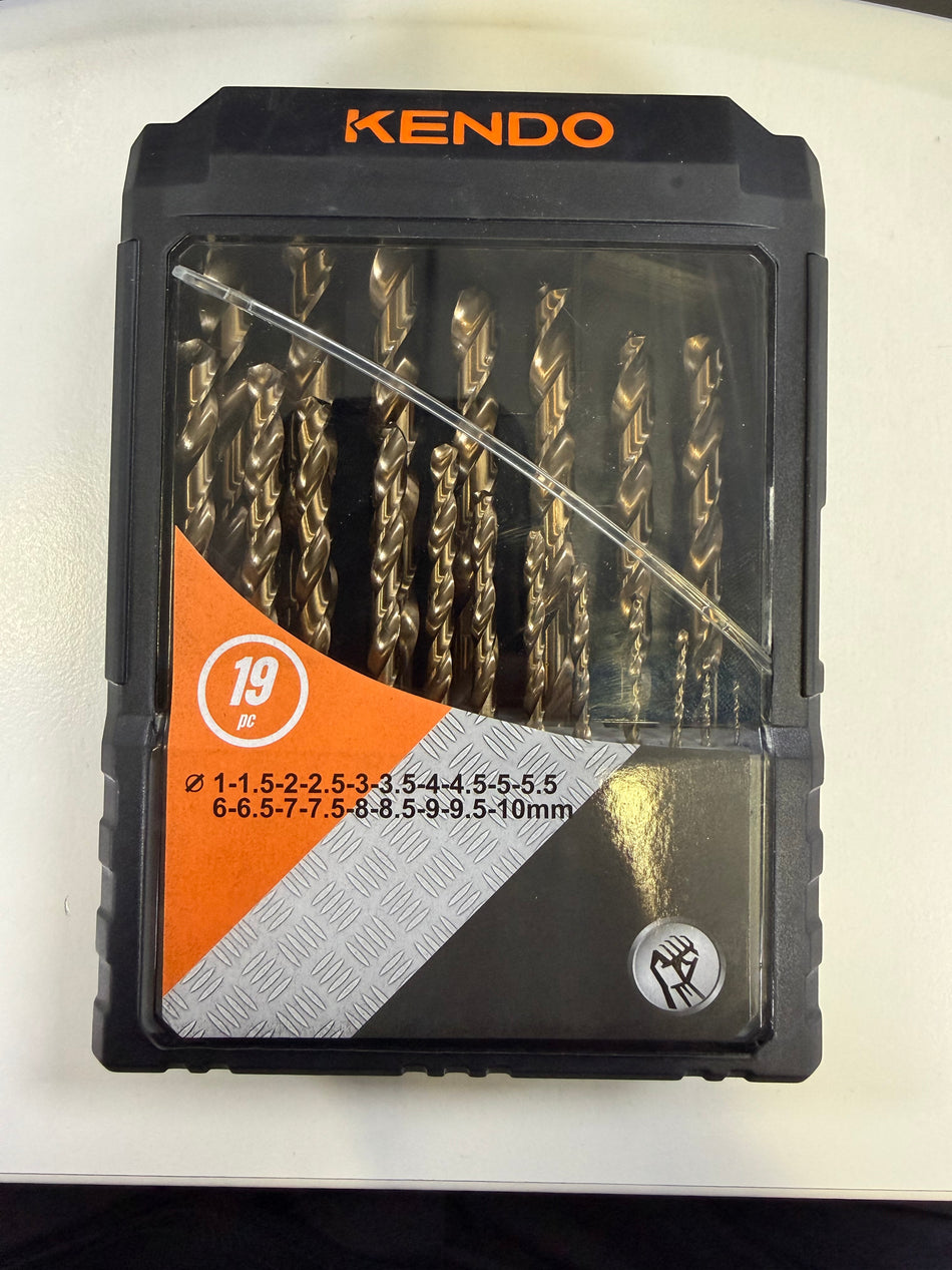 Kendo 11604134 19-Piece Cobalt HSS Drill Bit Set 1-10mm for Metal