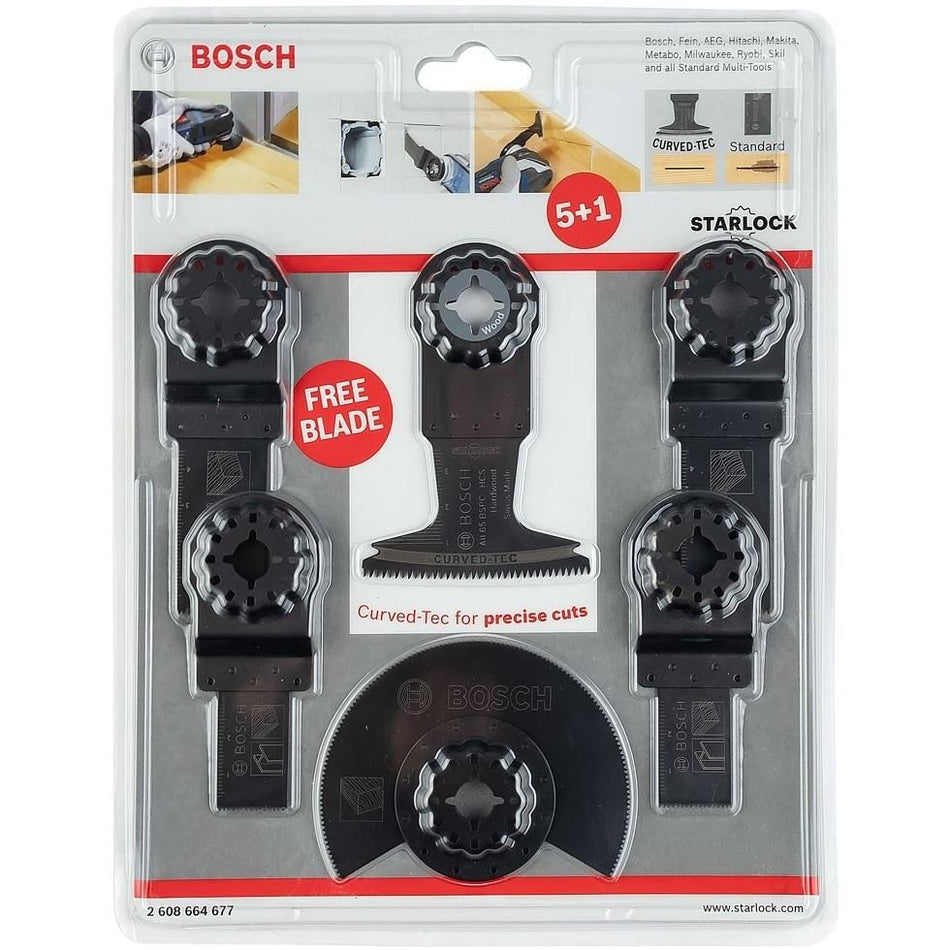 Bosch 2608664677 6-Piece Starlock Multi-Tool Blade Set for Wood & Metal HCS