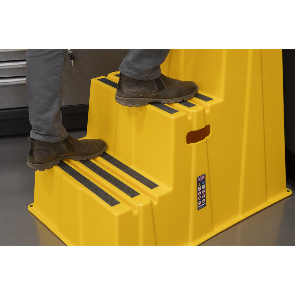 Sealey KS7 Heavy-Duty 3-Step Safety Steps with Anti-Slip Treads 150kg Capacity, Yellow - EN 14183