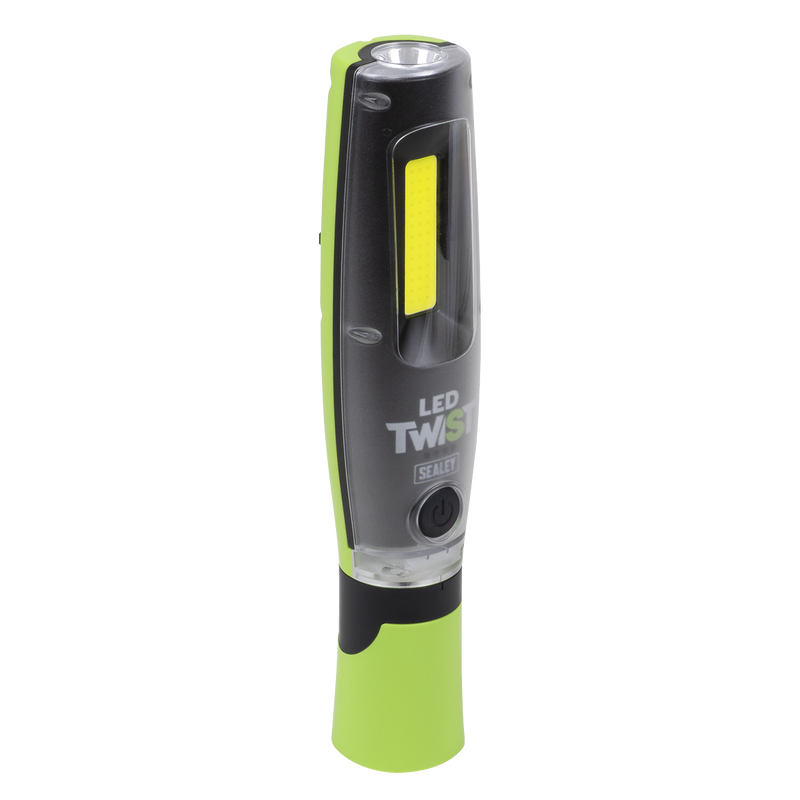 SEALEY LED3001G Rechargeable LED Twist Inspection Light 20W COB + 3W SMD, 3000lm, Magnetic Base & Power Bank