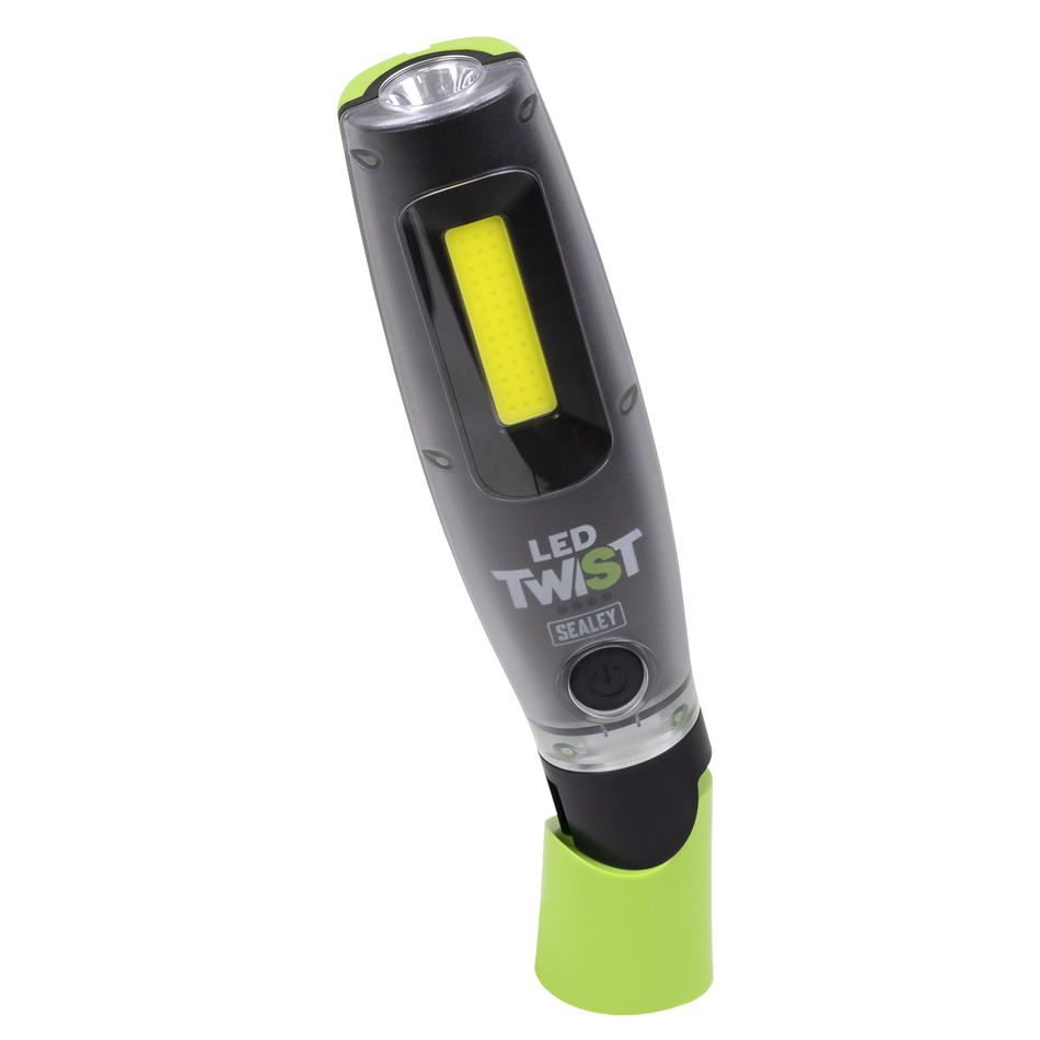 SEALEY LED3001G Rechargeable LED Twist Inspection Light 20W COB + 3W SMD, 3000lm, Magnetic Base & Power Bank