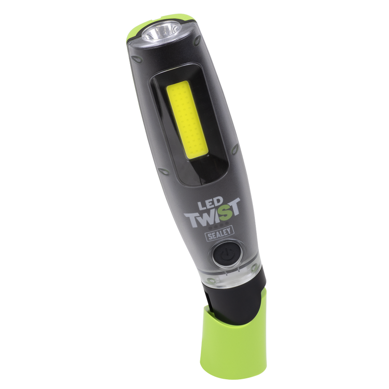 SEALEY LED3001G Rechargeable LED Twist Inspection Light 20W COB + 3W SMD, 3000lm, Magnetic Base & Power Bank