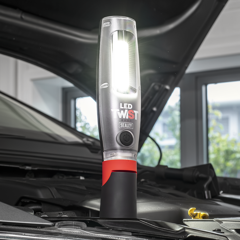 SEALEY LED3001 Rechargeable LED Twist Inspection Light 20W COB & 3W SMD, 3000lm, Magnetic Base & Power Bank