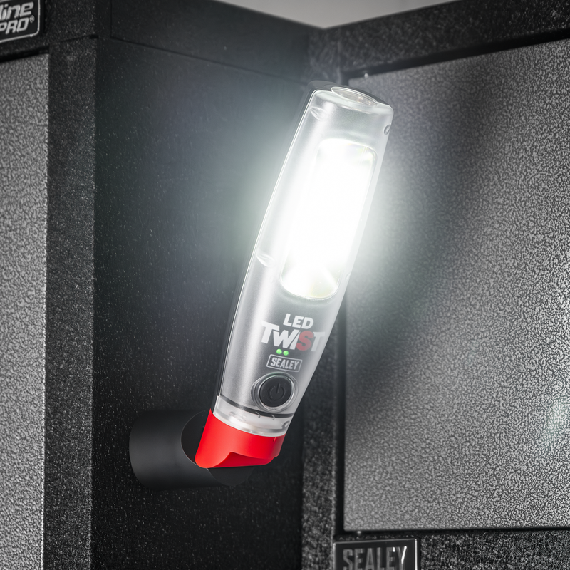 SEALEY LED3001 Rechargeable LED Twist Inspection Light 20W COB & 3W SMD, 3000lm, Magnetic Base & Power Bank