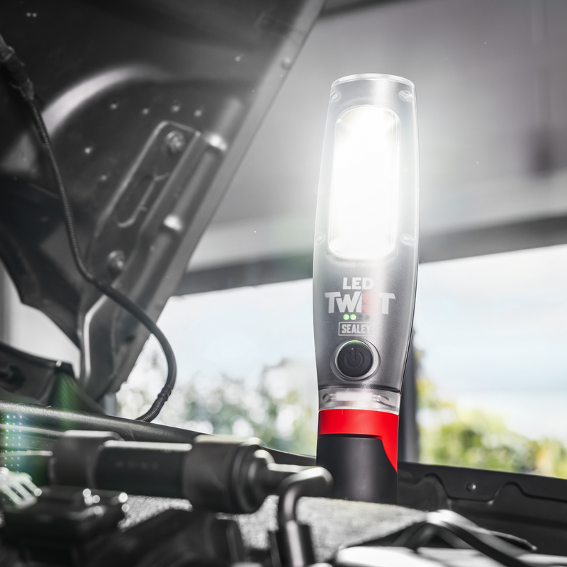 SEALEY LED3001 Rechargeable LED Twist Inspection Light 20W COB & 3W SMD, 3000lm, Magnetic Base & Power Bank