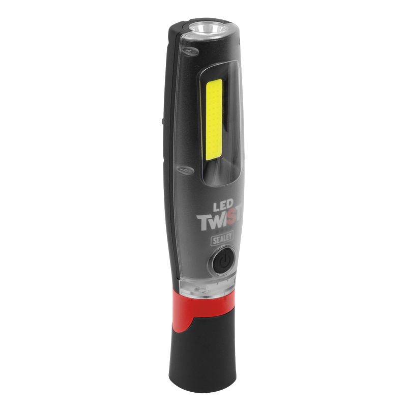 SEALEY LED3001 Rechargeable LED Twist Inspection Light 20W COB & 3W SMD, 3000lm, Magnetic Base & Power Bank