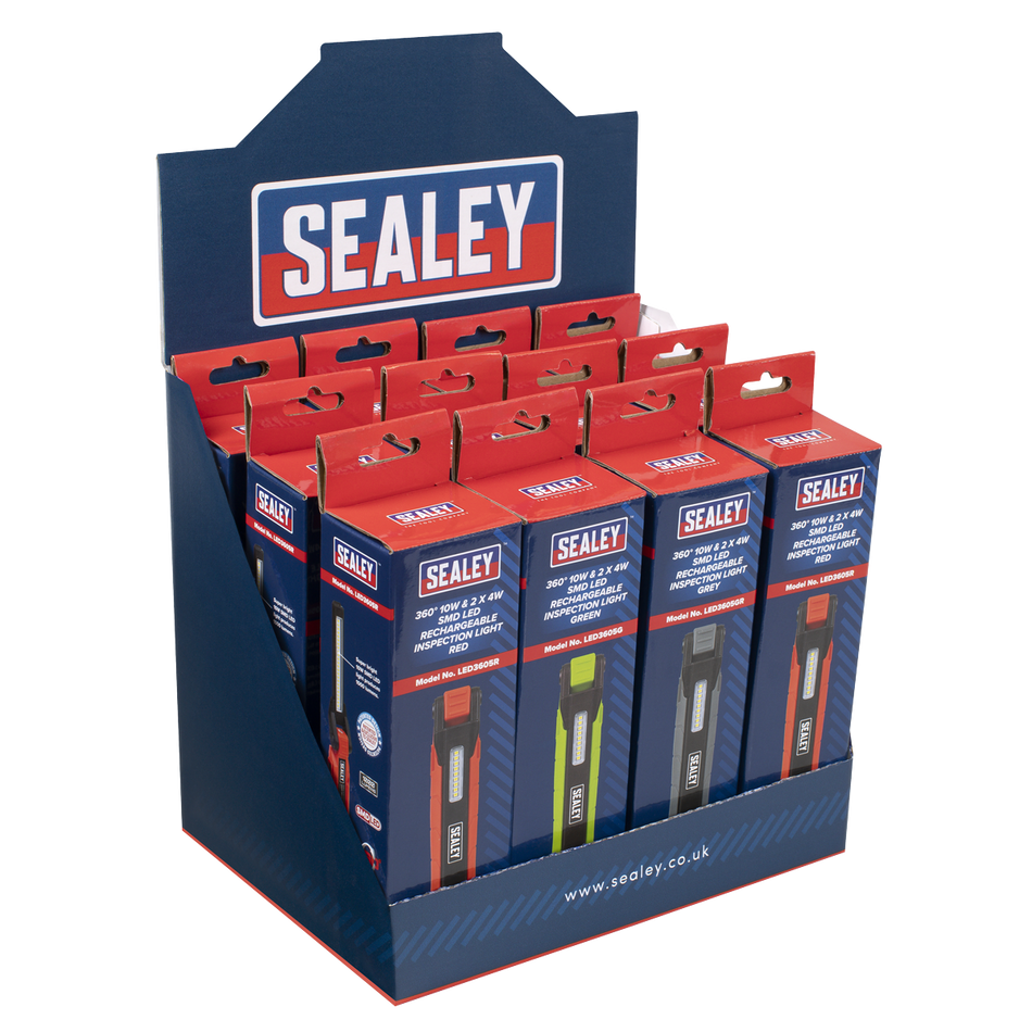 Sealey LED3605DB Rechargeable 360 degree Inspection Light 10W Display Box of 12