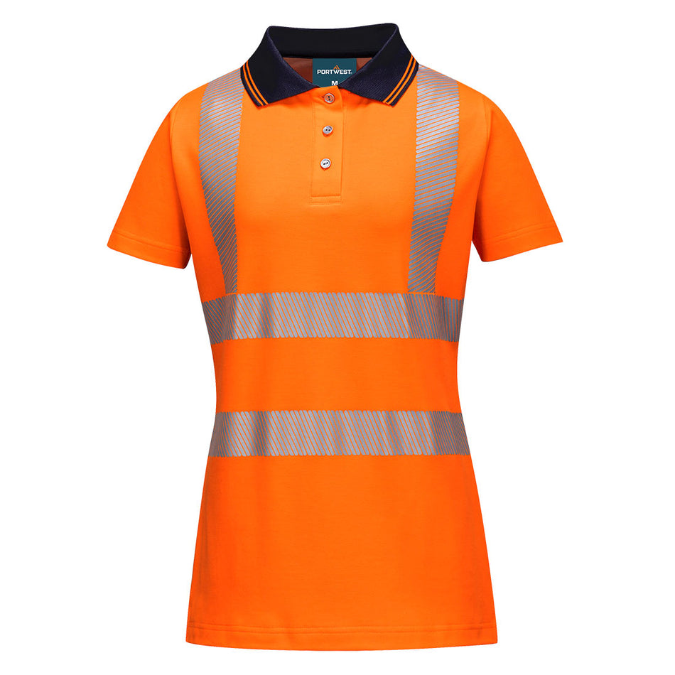 Portwest Hi-Vis Women's Cotton Comfort Pro Polo Shirt S/S
