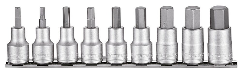 Teng Tools M1209AF 1/2" Drive AF Hex Bit Socket Clip Rail Set 9 Pieces