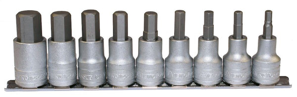 Teng Tools M1212 1/2" Drive Metric Hex Bit Socket Clip Rail Set 9 Pieces