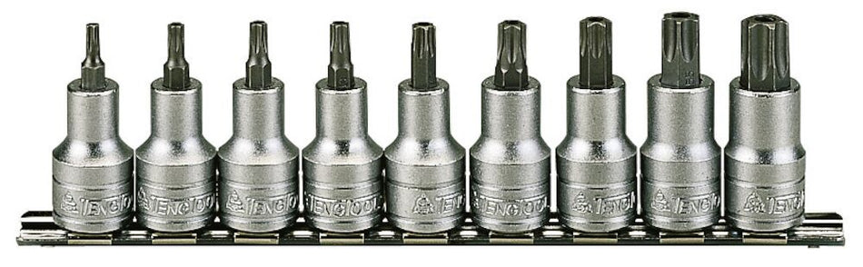 Teng Tools M1213TX 1/2" Drive TX Bit Socket Clip Rail Set 9 Pieces