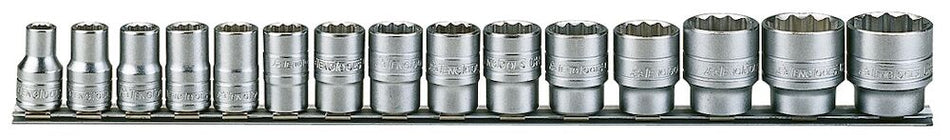 Teng Tools M1215MM 1/2" Drive Metric Socket Clip Rail Set 15 Pieces