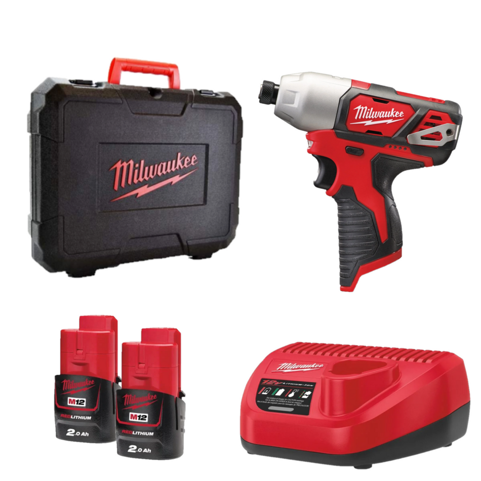 Milwaukee 4933443895 M12 BID-202C Sub Compact ¼″ Hex Impact Driver Kit