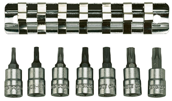 Teng Tools M1408TX 1/4" Drive TX Bit Socket Clip Rail Set 7 Pieces