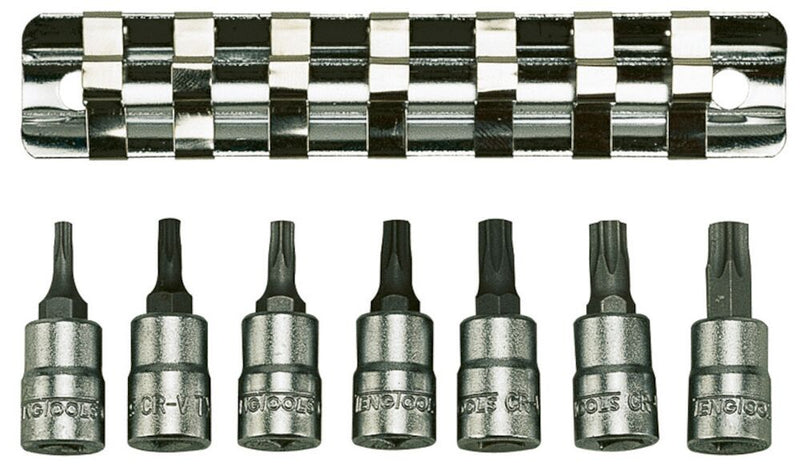 Teng Tools M1408TX 1/4" Drive TX Bit Socket Clip Rail Set 7 Pieces