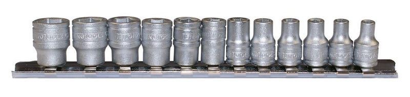 Teng Tools M1412 1/4" Drive 12 Piece MM Socket Clip Rail Set 12 Pieces