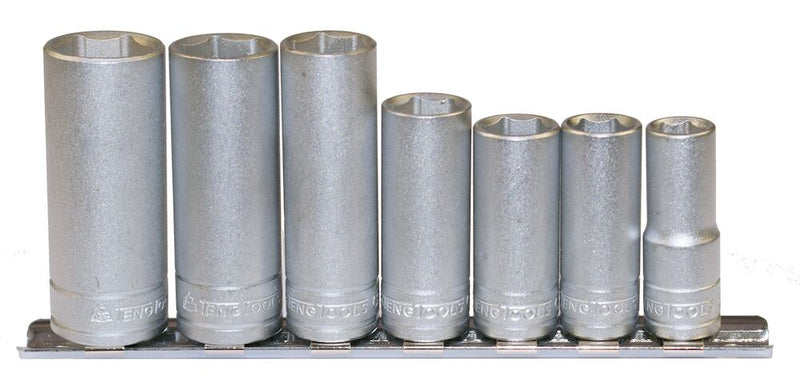 Teng Tools M3807 3/8" Drive Deep Metric Clip Rail Socket Set 7 Pieces