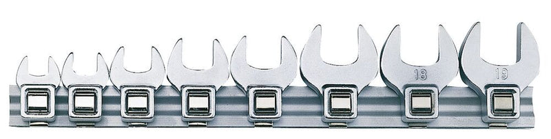 Teng Tools M3808MM 3/8" Drive Metric Crow Foot Wrench Clip Rail Set 8 Pieces