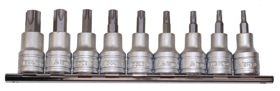 Teng Tools M3813TPX 3/8" Drive TPX Bit Socket Clip Rail Set 9 Pieces