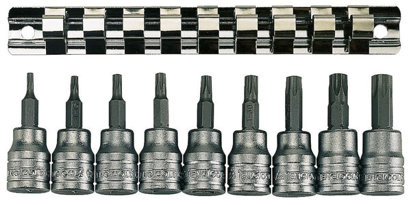 Teng Tools M3813TX 3/8" Drive TX Bit Socket Clip Rail Set 9 Pieces
